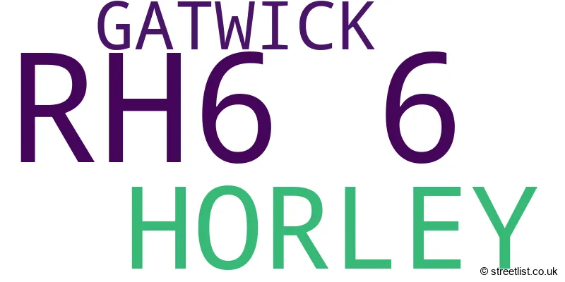 A word cloud for the RH6 6 postcode